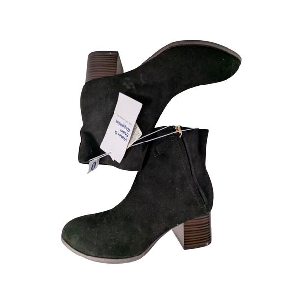 NWT! OLD NAVY! BLACK VEGAN SUEDE MICROFIBER CHUNKY HEEL ANKLE BOOTS! SZ 7M - Picture 8 of 12